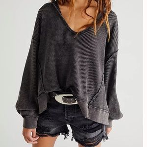 Free People Buttercup Thermal Top in Black